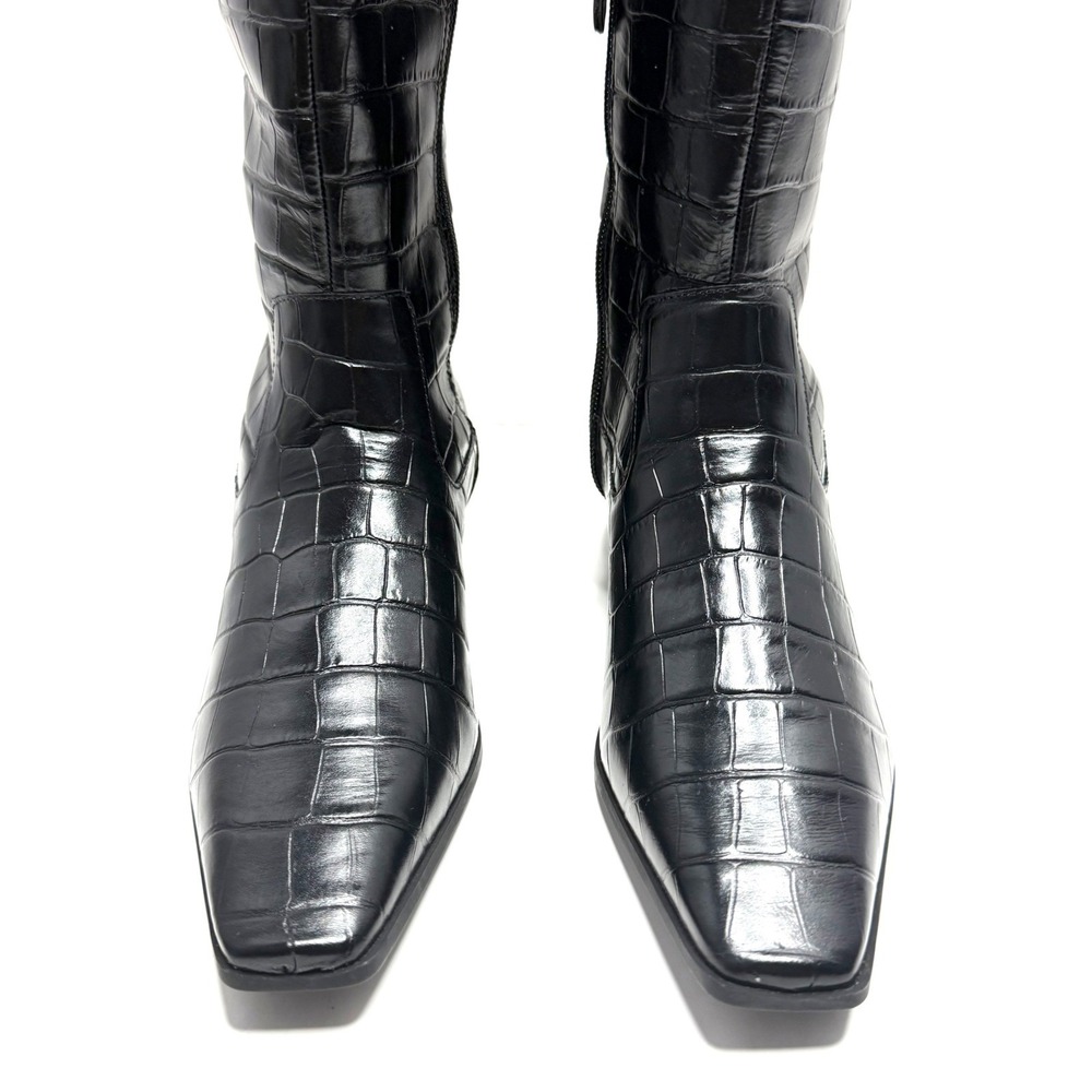 Schutz Women's Helena Over the Knee Boots Black Croco Print Size 9B NWT/COX - Picture 2 of 12